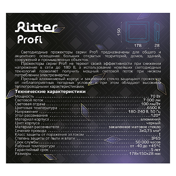 Прожектор уличный Ritter 53409 3